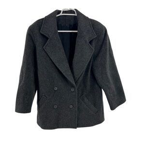 Josh Evan 100% virgin wool black pea coat winter sz 8 casual business warm